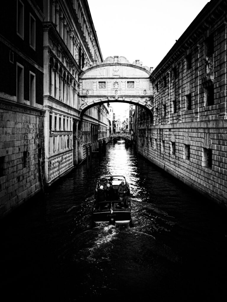 B&W Photo of the Bridge of Sighs in Venice, Italy