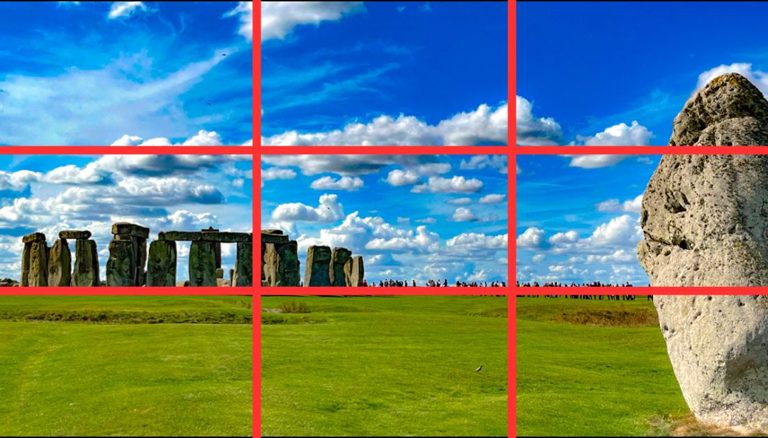 rule of thirds applied to photo of Stonehenge